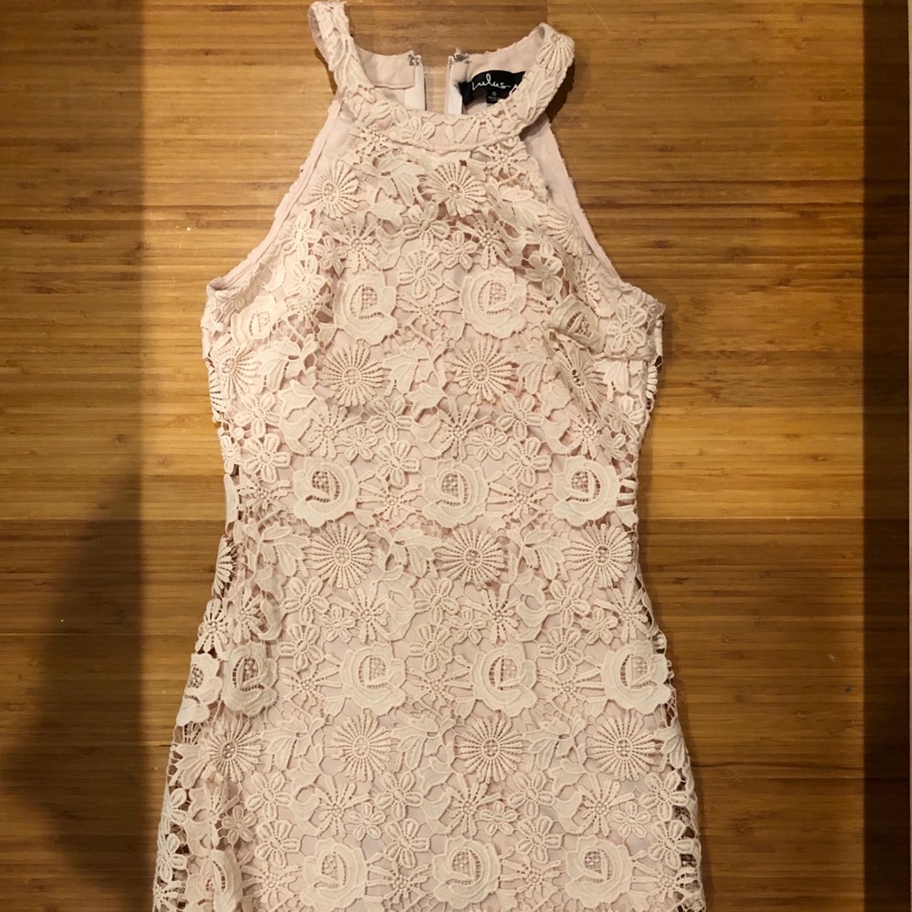 Lulus Love Poem Blush Pink Lace Dress